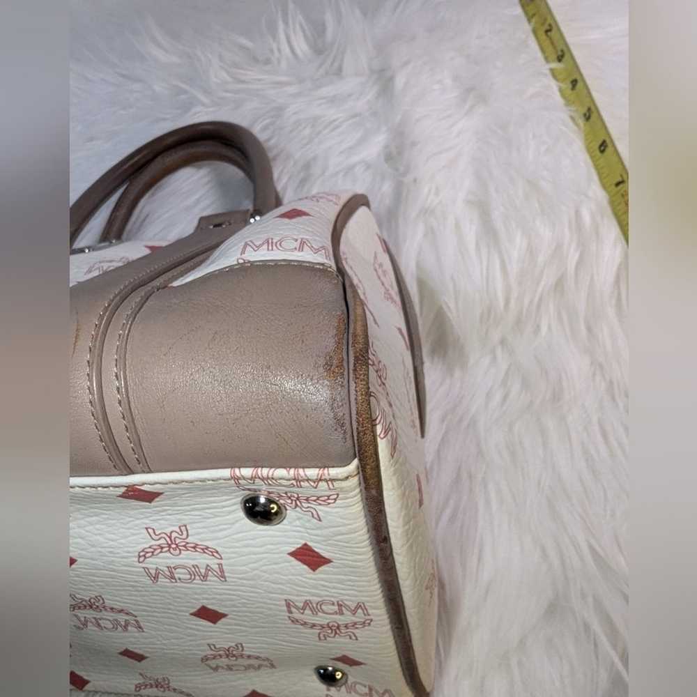 MCM Boston Bag White Pink Beige - image 7