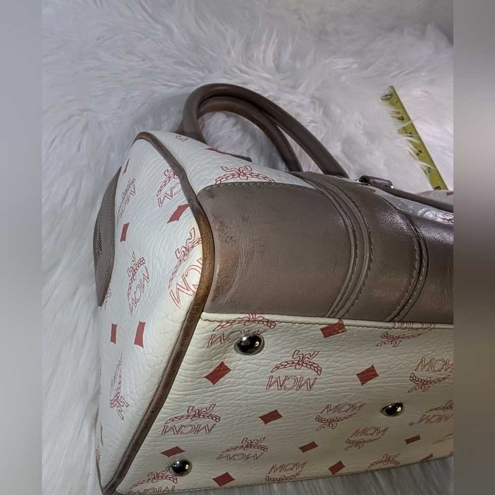 MCM Boston Bag White Pink Beige - image 8