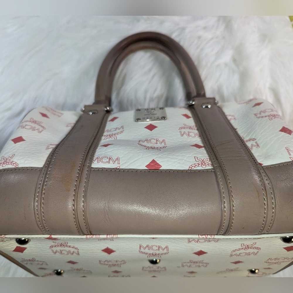 MCM Boston Bag White Pink Beige - image 9