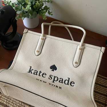 Kate Spade Ella Large White Leather Shoulder Tote… - image 1