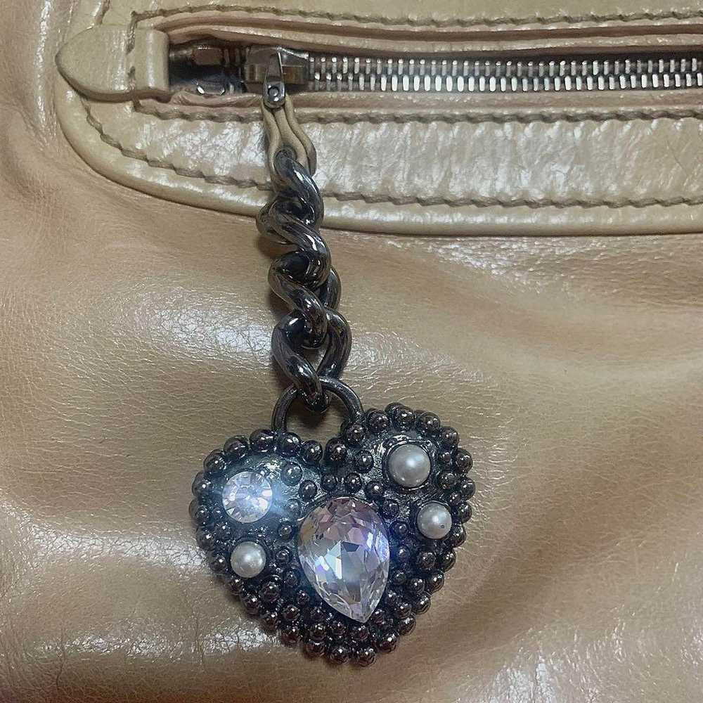 miumiu Silver Heart Charm Leather Bag - image 5