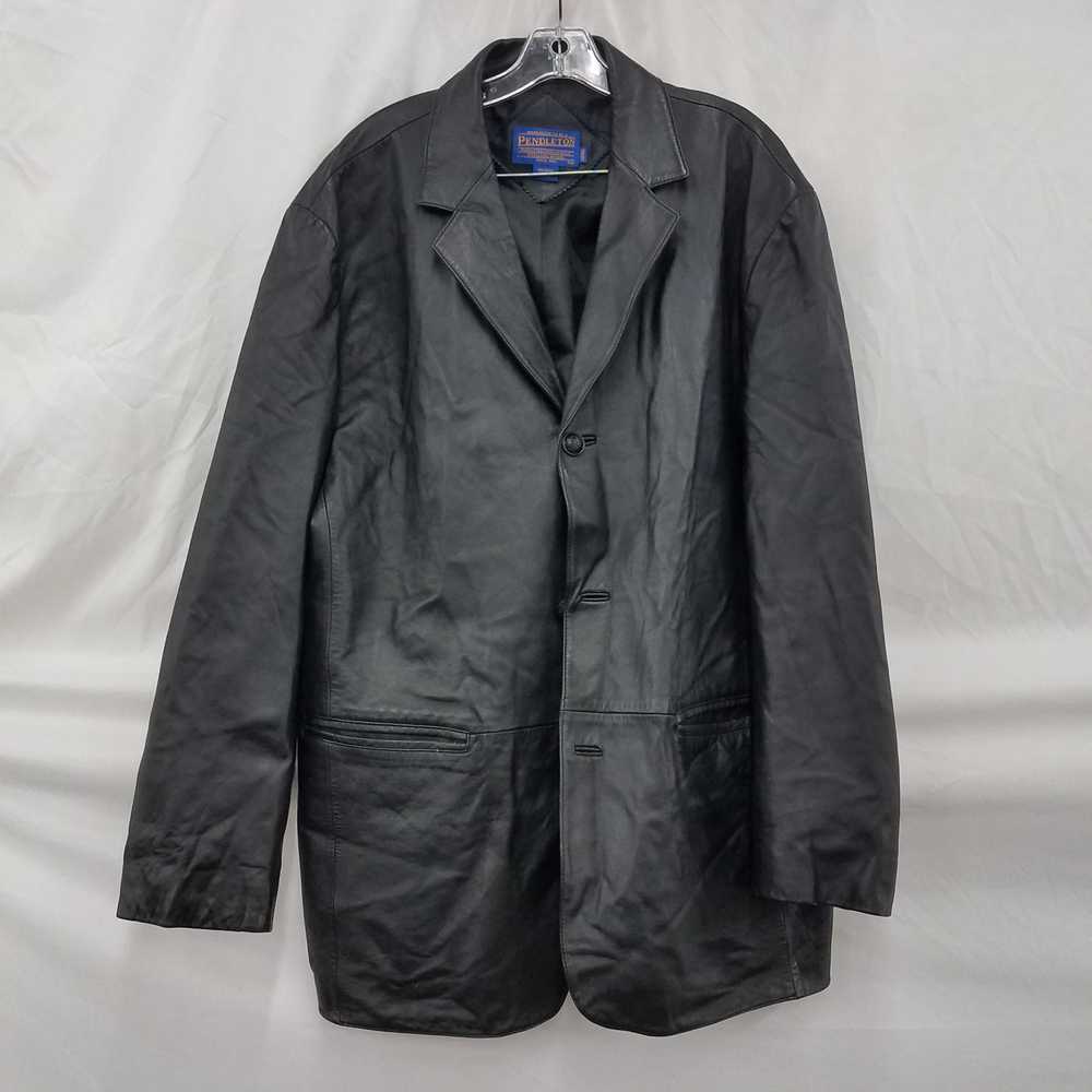 Pendleton Black Leather Coat Size XL Long - image 1