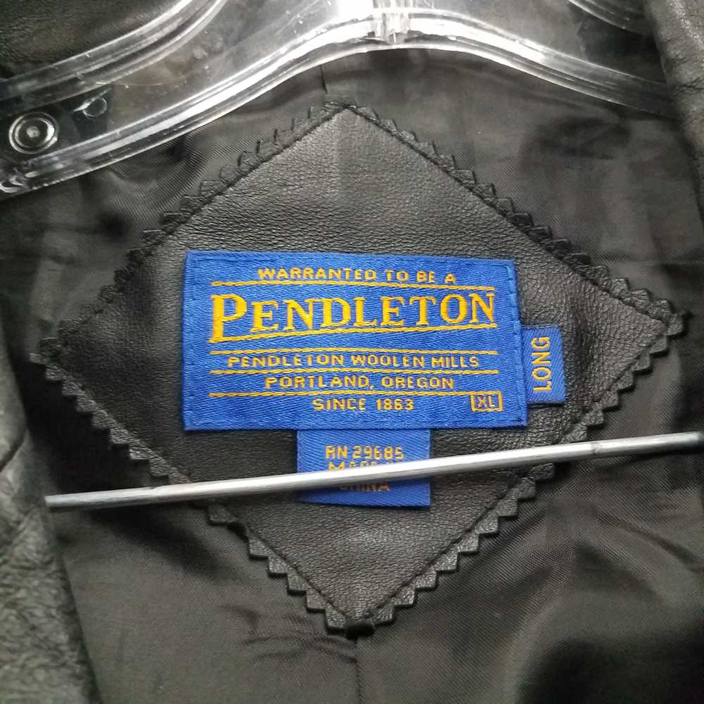 Pendleton Black Leather Coat Size XL Long - image 2