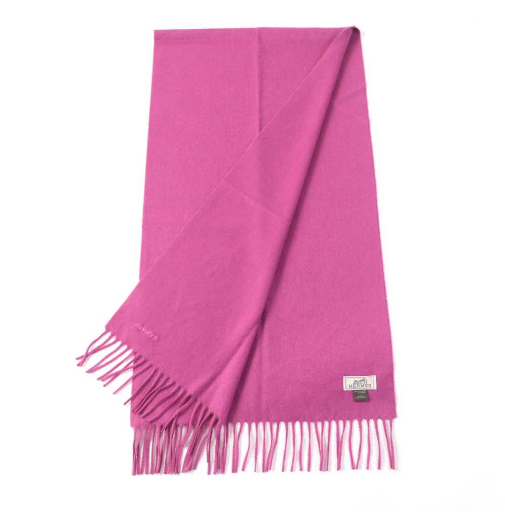 HERMES Scarf Main: 100% cashmere pink Women Used … - image 2