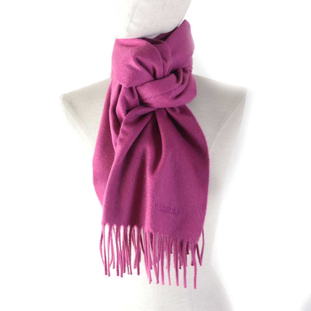 HERMES Scarf Main: 100% cashmere pink Women Used … - image 3