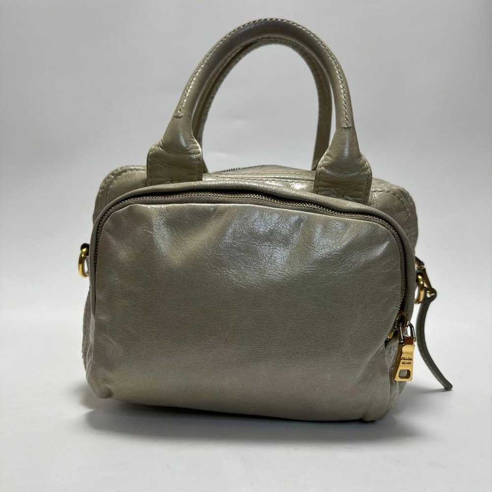 c44 [Excellent Condition] Prada Triangle Logo Lea… - image 3