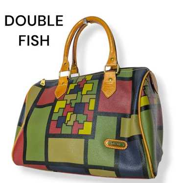 DF Double Fish Handbag Mini Boston Leather Geomet… - image 1