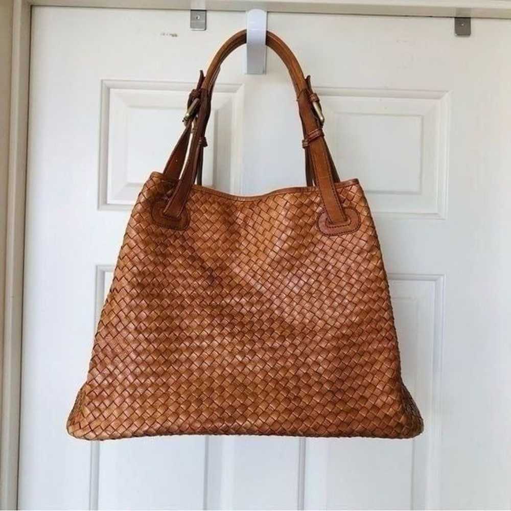 Valentina Woven Leather Tote Handbag - image 2