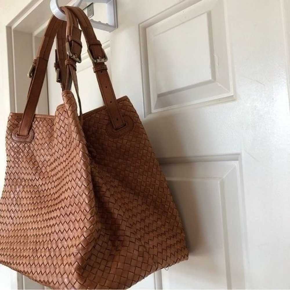 Valentina Woven Leather Tote Handbag - image 3