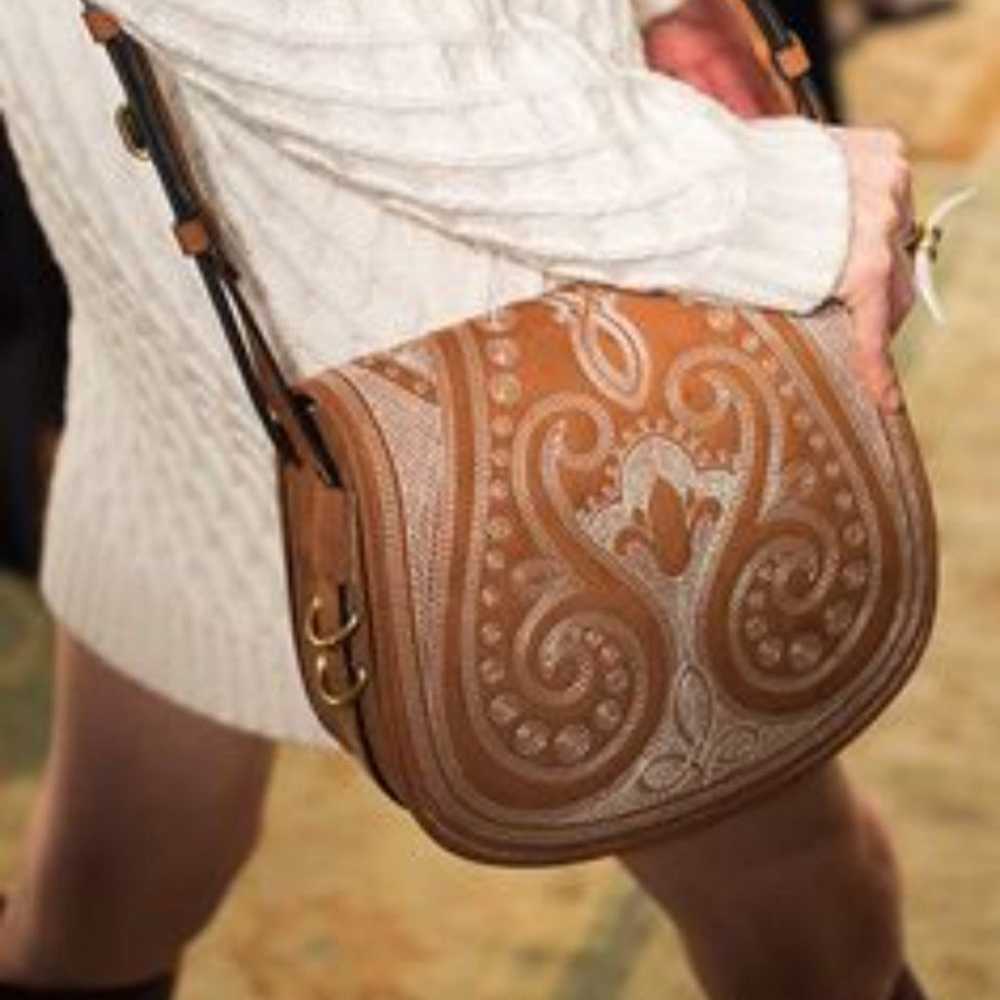 Tory Burch 2015 Runway Embroidered Medium Saddle … - image 12