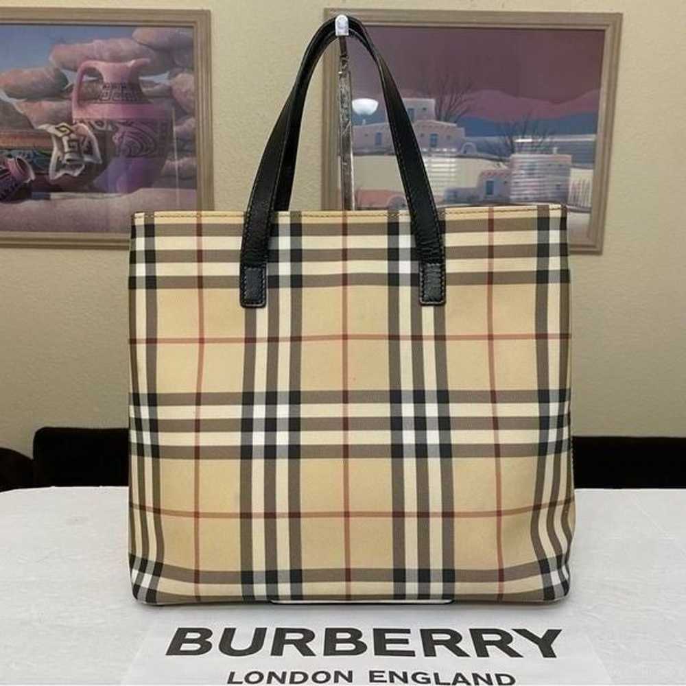 BURBERRY Nova Check Canvas Leather Handbag - image 4