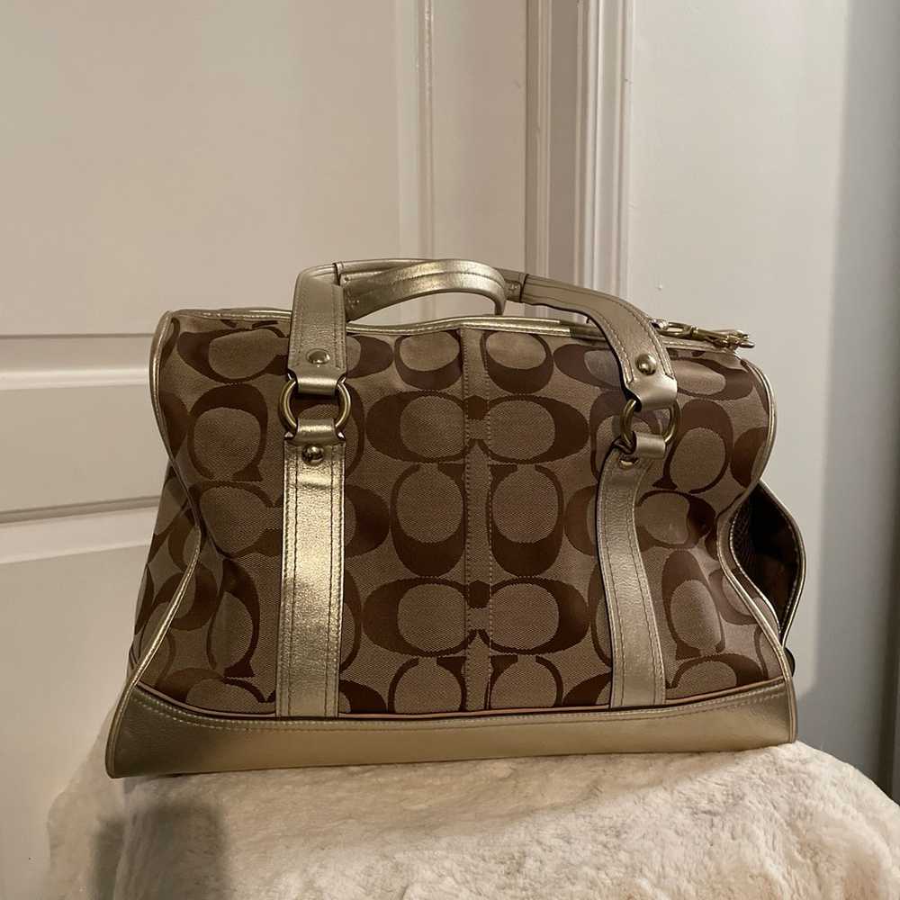 Coach Monogram Pet Carrier With Gold Leather Acce… - image 3