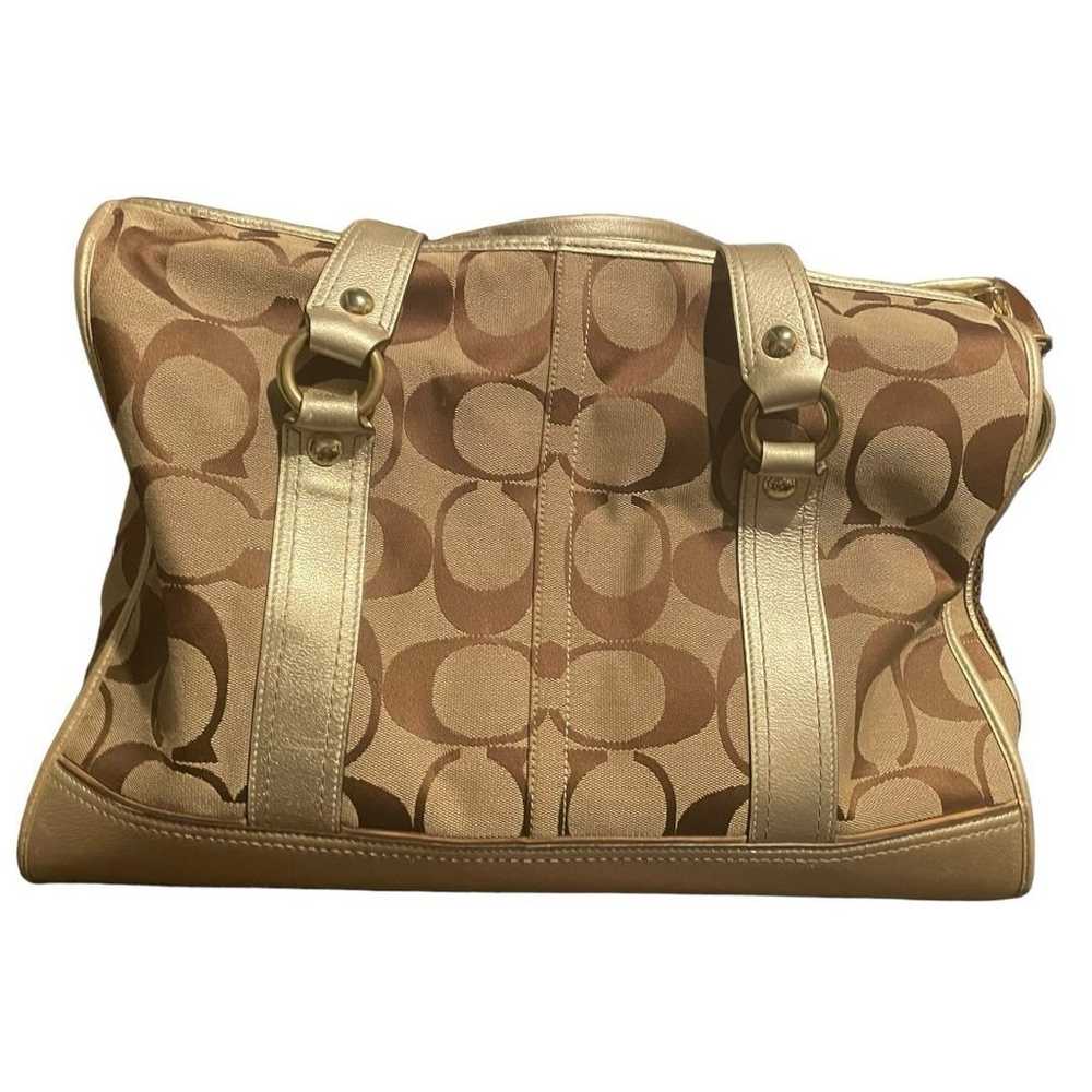 Coach Monogram Pet Carrier With Gold Leather Acce… - image 4