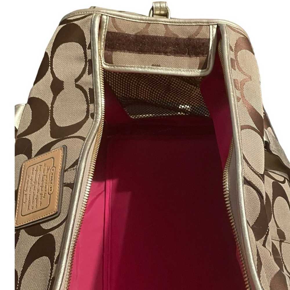 Coach Monogram Pet Carrier With Gold Leather Acce… - image 9