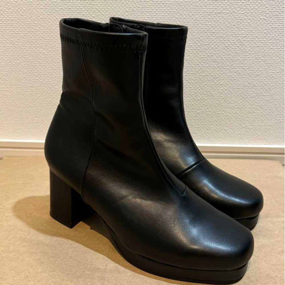 flune Square Toe Platform Heel Boots M - image 3