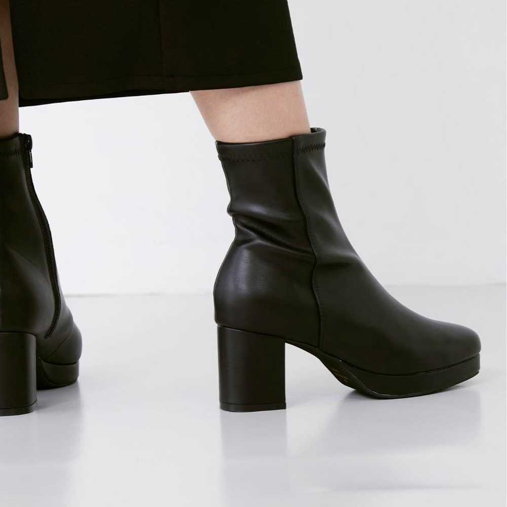 flune Square Toe Platform Heel Boots M - image 8