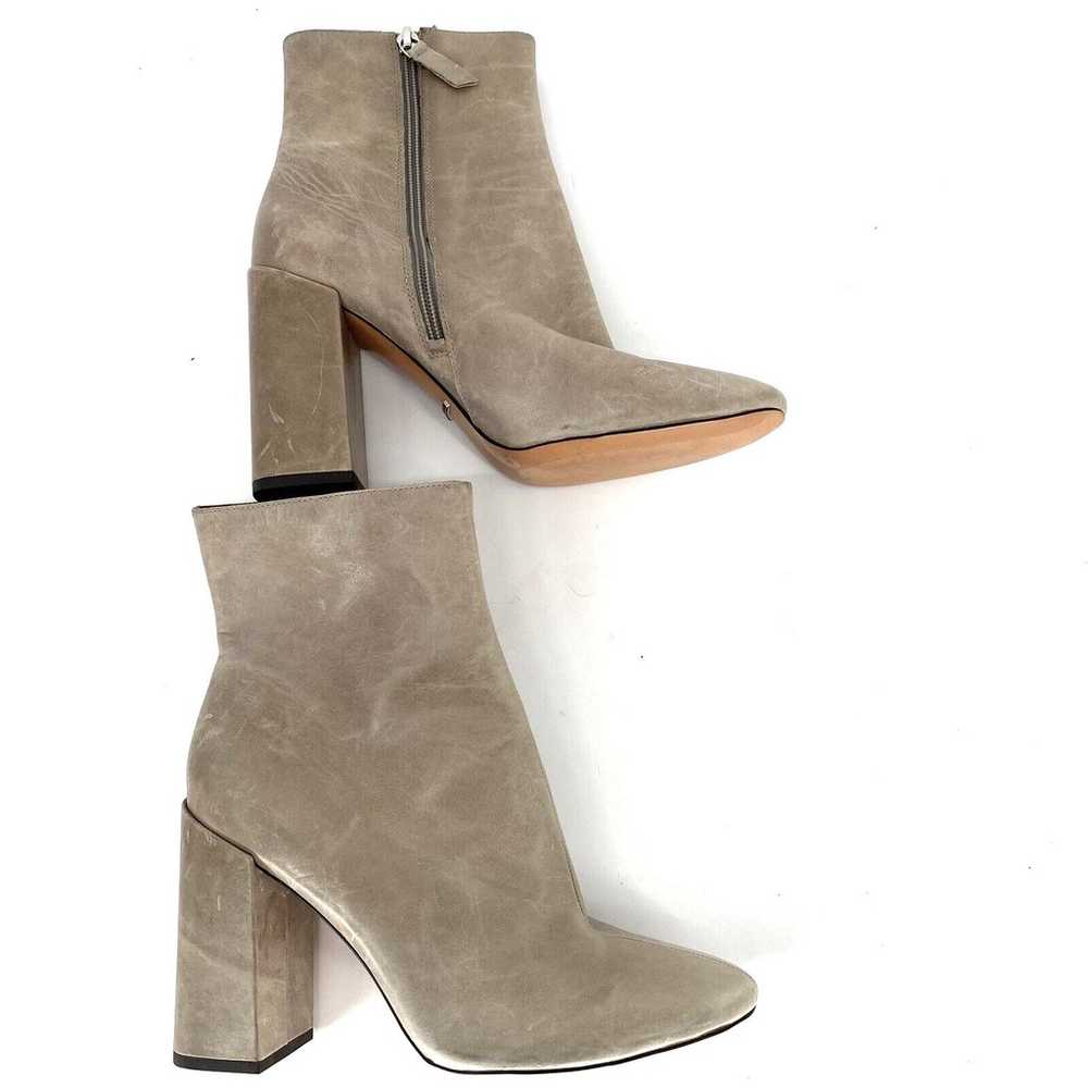 Gianni Bini Gray Taupe Leather Block Heeled Boots… - image 2