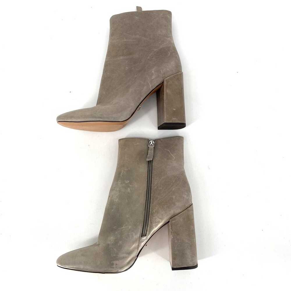 Gianni Bini Gray Taupe Leather Block Heeled Boots… - image 3