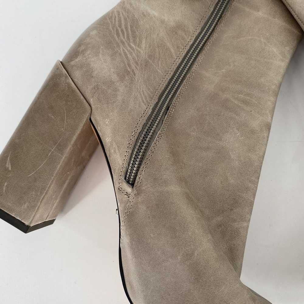 Gianni Bini Gray Taupe Leather Block Heeled Boots… - image 7