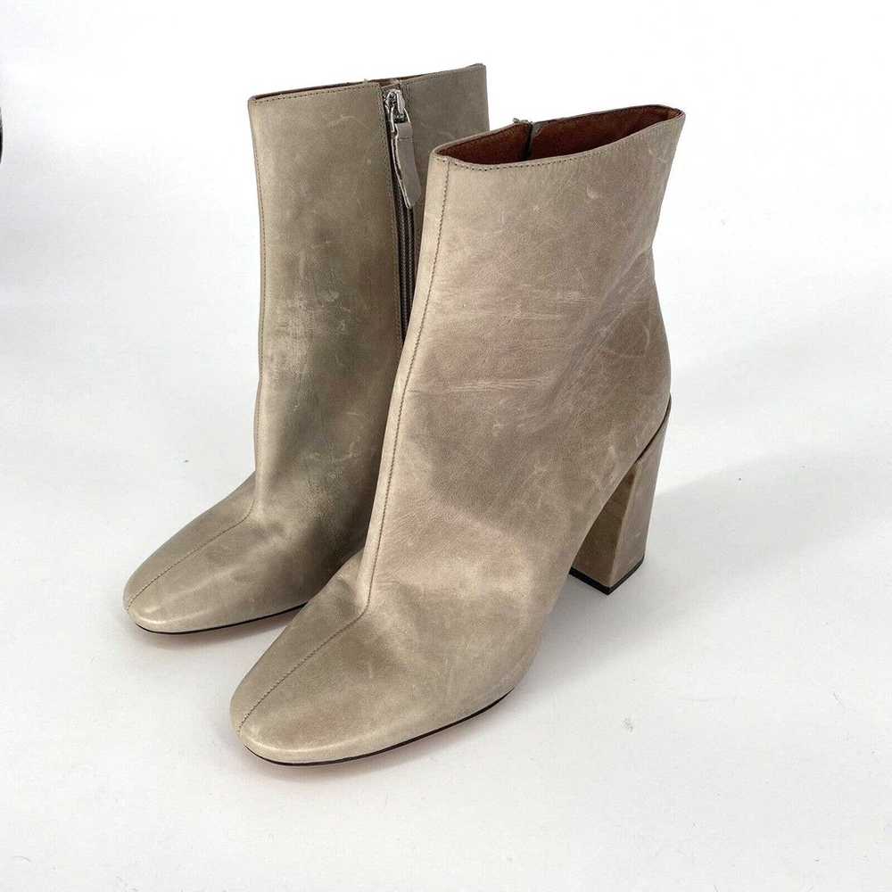 Gianni Bini Gray Taupe Leather Block Heeled Boots… - image 9