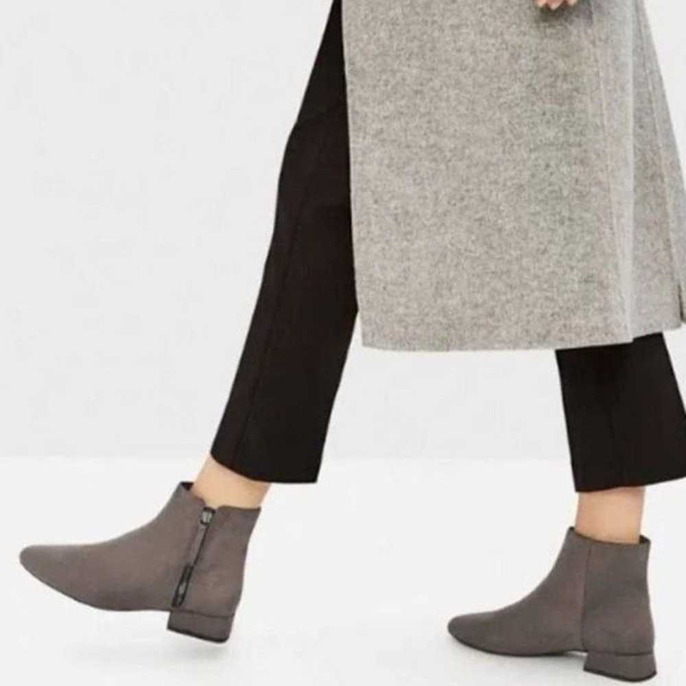 Zara Basic Collection Gray Suede Ankle Boots - image 2