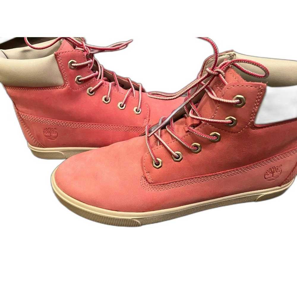 Timberland High Top Pink Lace Up Boots Size 8 - image 2