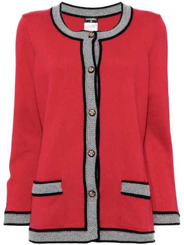トップス CHANEL RED cardigan 1993 Classic Red Chanel Cashmere Cardigan – Shrimpton Couture