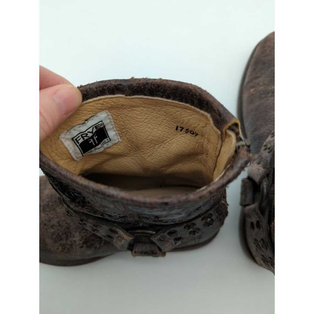 Frye Phillip Harness Distressed Brown Leather Zip… - image 10