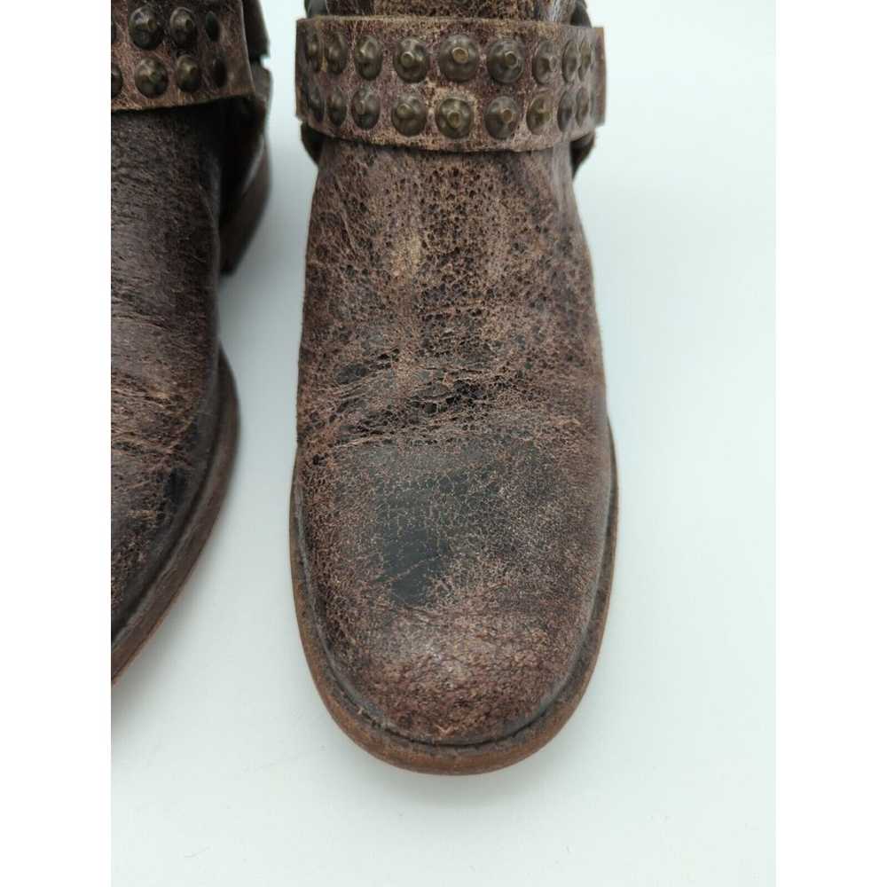 Frye Phillip Harness Distressed Brown Leather Zip… - image 3