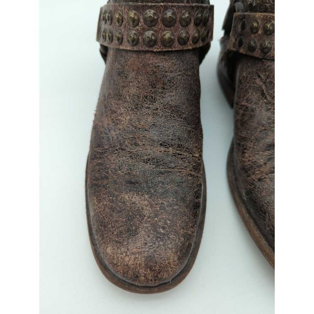 Frye Phillip Harness Distressed Brown Leather Zip… - image 4