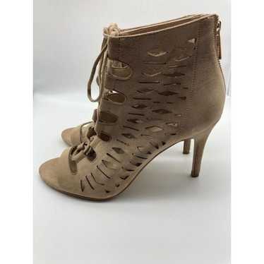 Karl Lagerfeld Paris Beige Suede Ankle Boots Size 