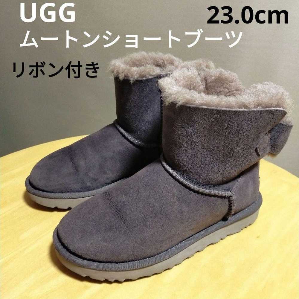 UGG★Sheepskin Short Boots with Ribbons★23.0cm Pur… - image 2