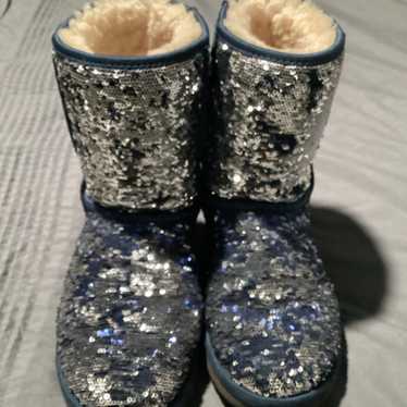 Navy blue fashion sequin ugg boots