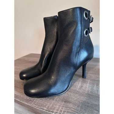 New Vintage Steven Tennisha Black Leather Ankle B… - image 1