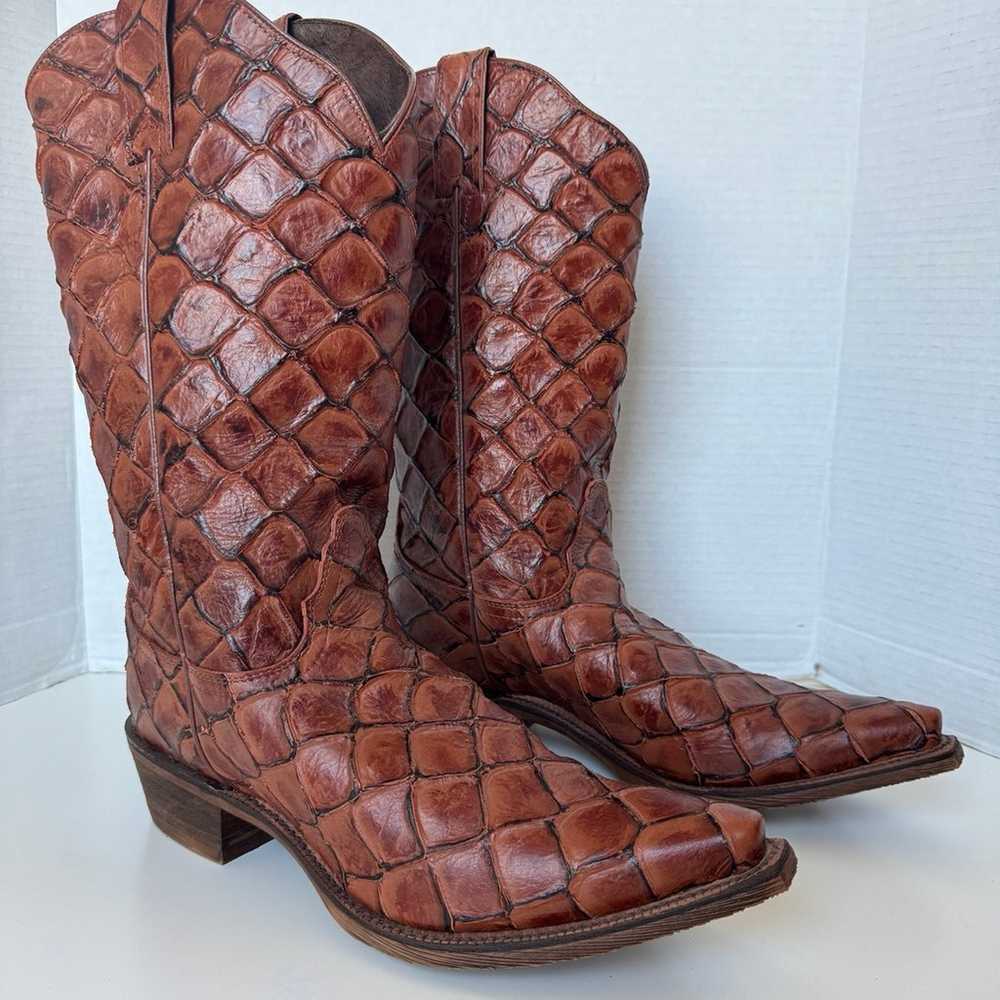 Nocona Bessie Cognac Western Snip Toe Boots Women… - image 2