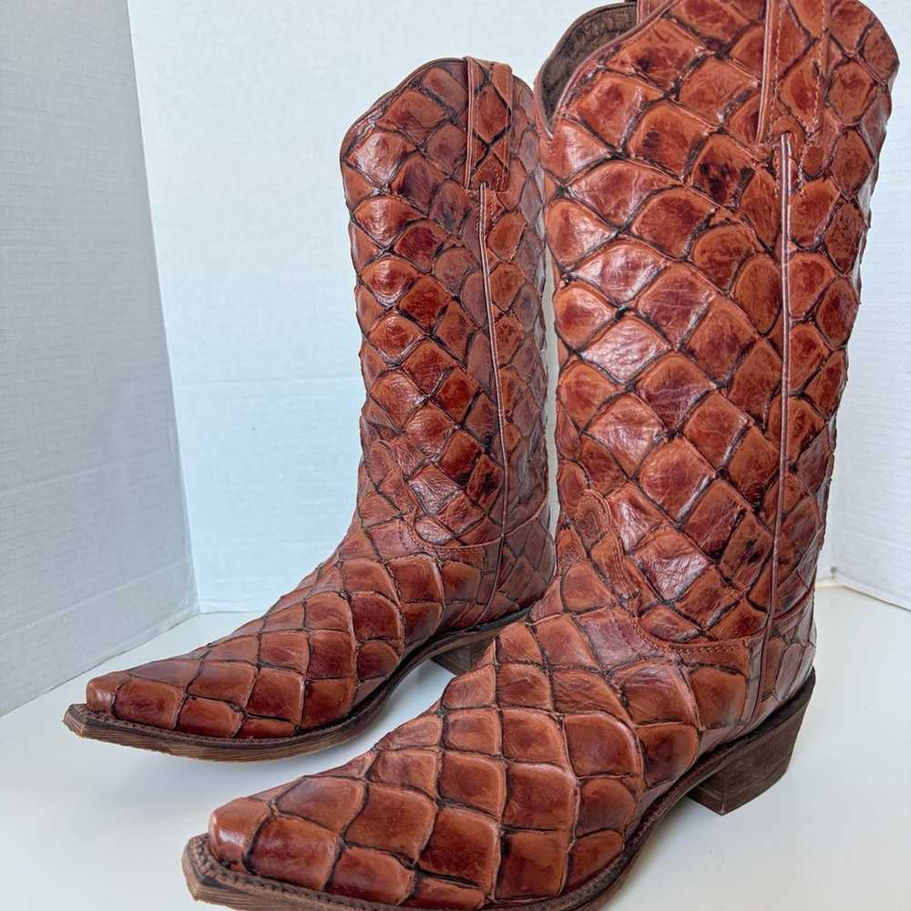 Nocona Bessie Cognac Western Snip Toe Boots Women… - image 5