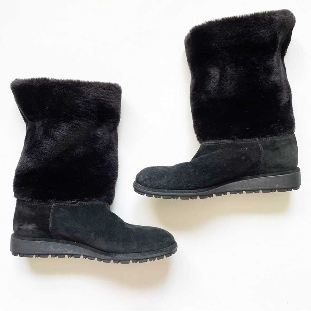 Stuart Weitzman Black Furever Faux Fur Suede Boots - image 4