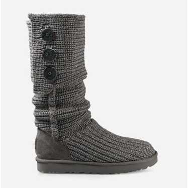 UGG Grey Classic Cardy Knit Boots