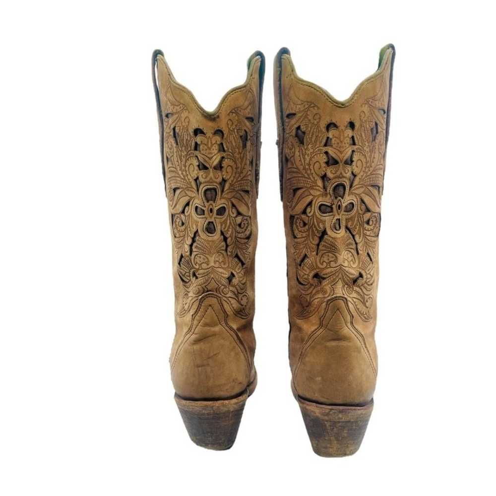 Antique Saddle Brushed Laser Corral Cowgirl Boots… - image 5