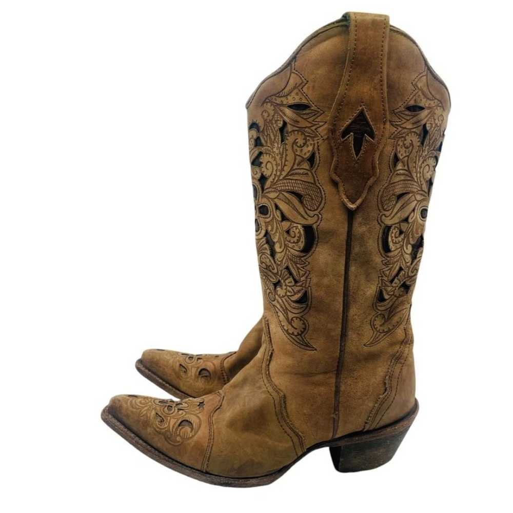 Antique Saddle Brushed Laser Corral Cowgirl Boots… - image 6