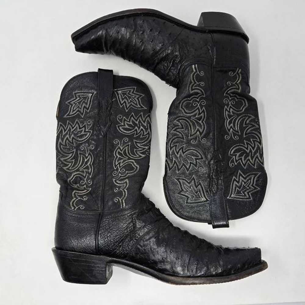 LUCCHESE 1883 BLACK OSTRICH GOAT LEATHER COWBOY W… - image 7