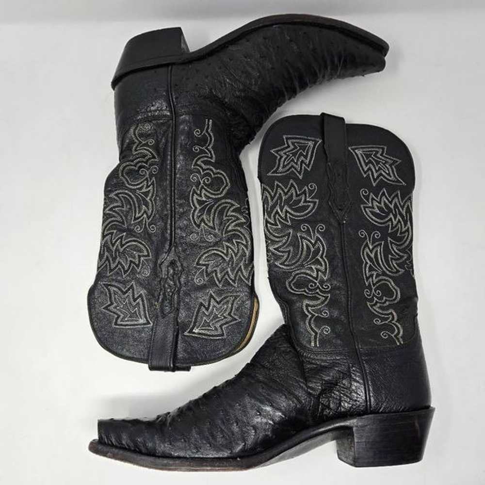 LUCCHESE 1883 BLACK OSTRICH GOAT LEATHER COWBOY W… - image 8