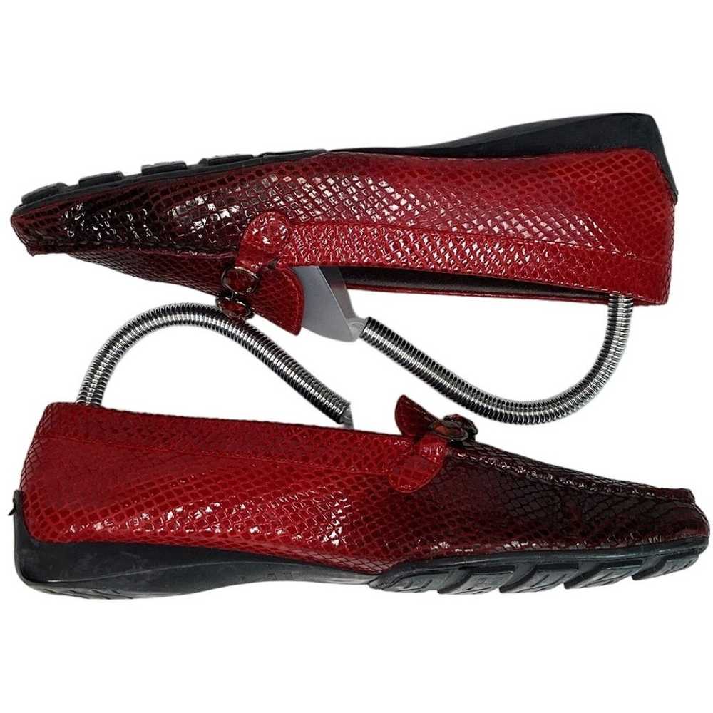 Stuart Weitzman Snakeskin Print Leather Red Jewel… - image 2