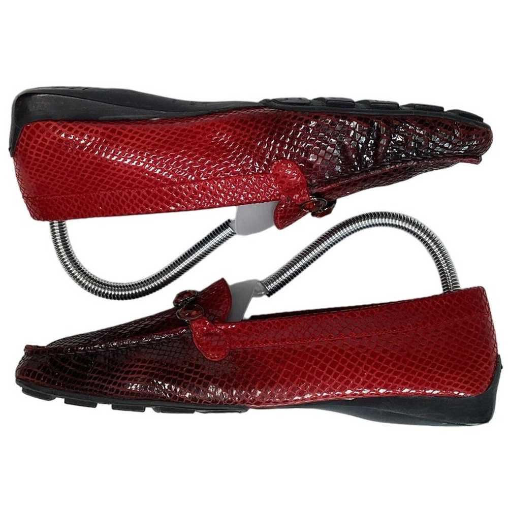 Stuart Weitzman Snakeskin Print Leather Red Jewel… - image 3