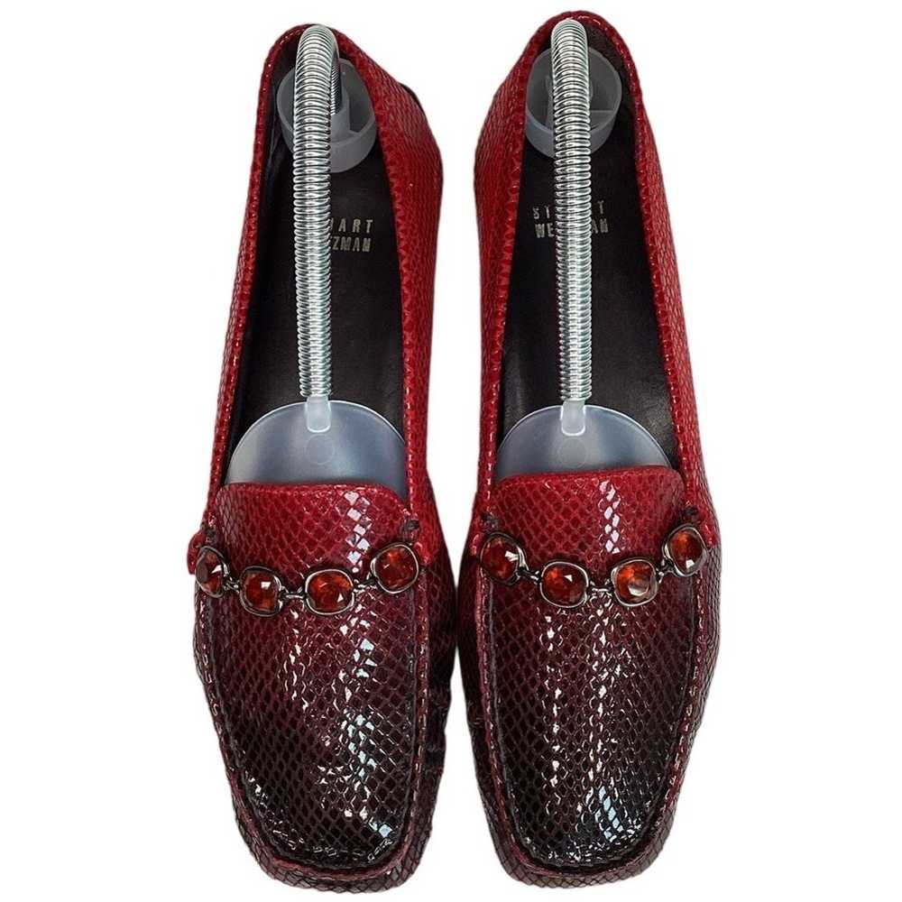 Stuart Weitzman Snakeskin Print Leather Red Jewel… - image 8