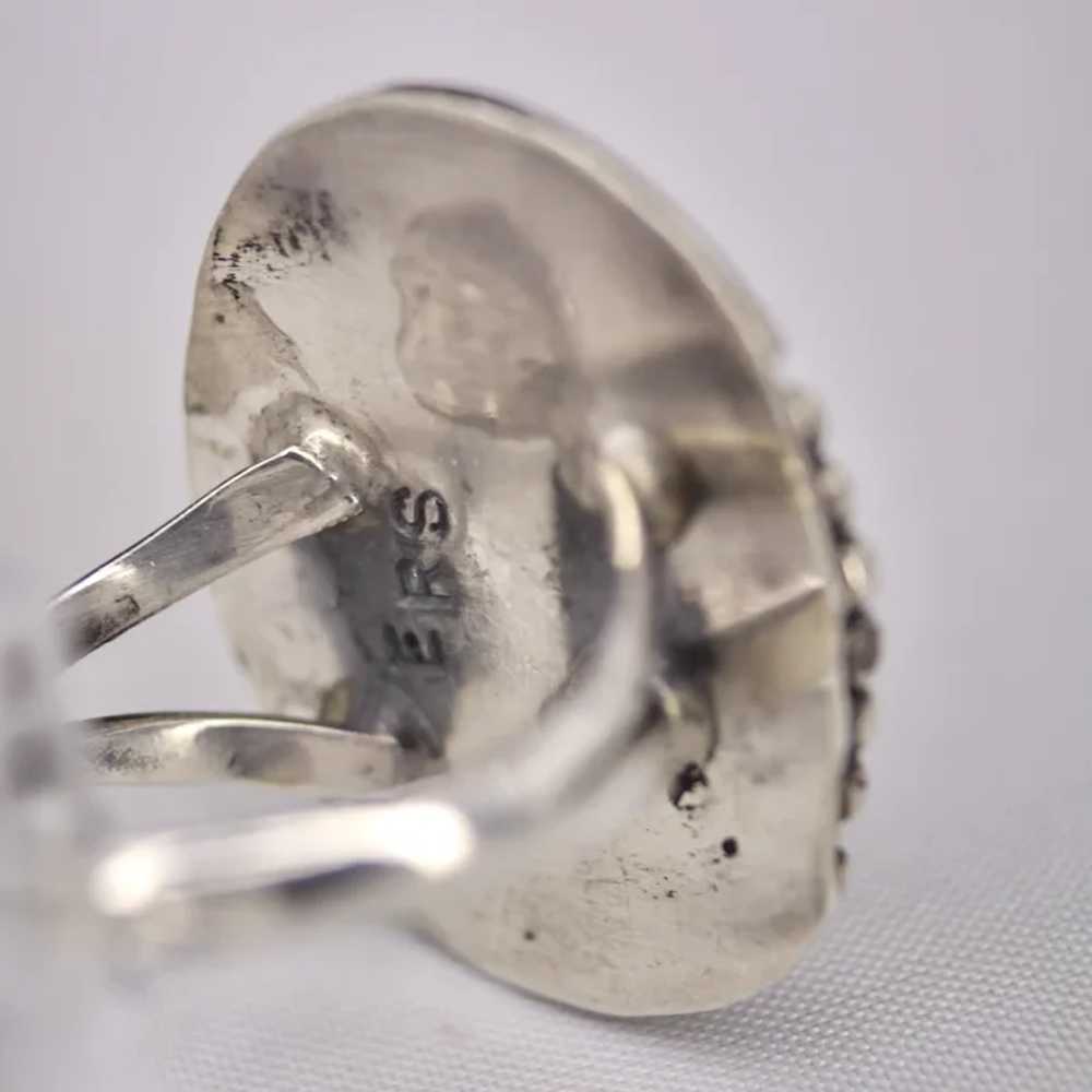 Vintage Native American Sterling Silver Ring with… - image 8