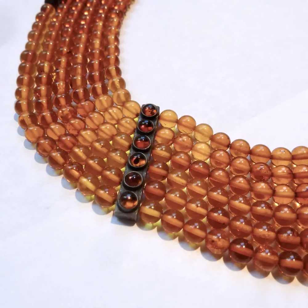 Fabulous 6-Strand Amber Color & Red Bead Necklace… - image 2