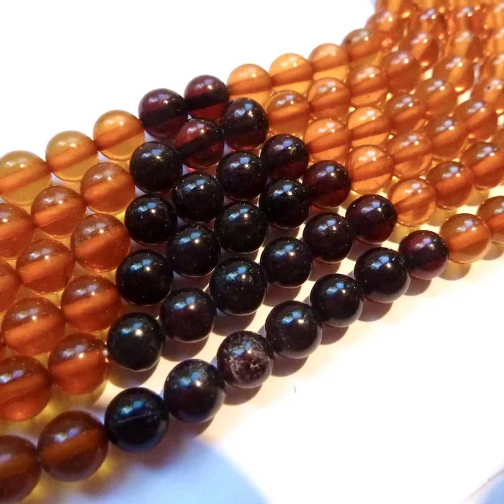 Fabulous 6-Strand Amber Color & Red Bead Necklace… - image 4