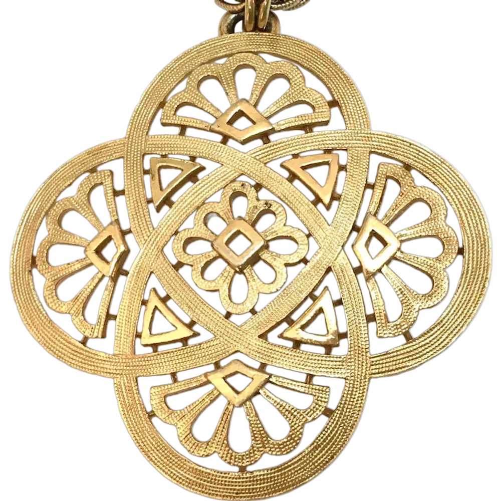 Crown Trifari Large Maltese Cross Pendant Necklace - image 1