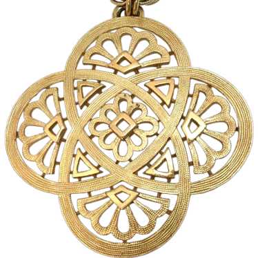 Crown Trifari Large Maltese Cross Pendant Necklace - image 1